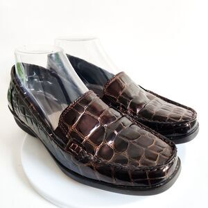 Aravon New Balance Loafers Size 7.5 Whitney Croc Patent Leather Slip On Shoes